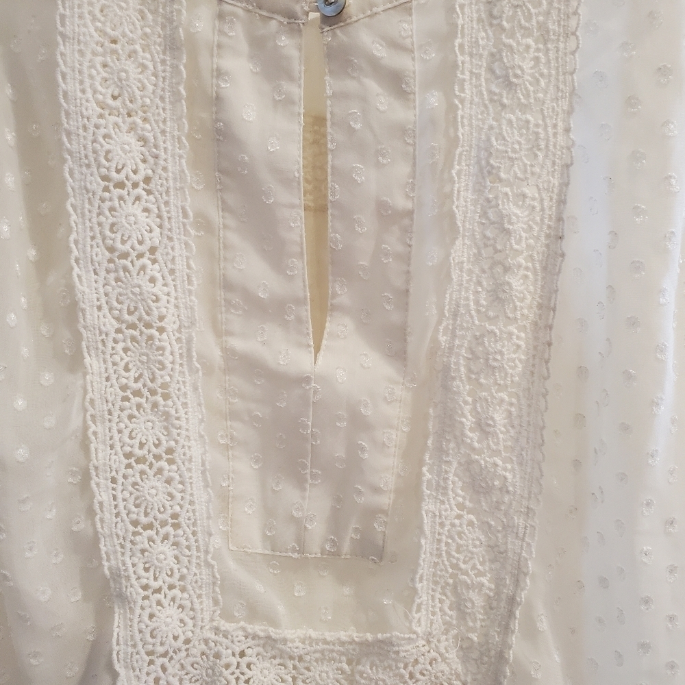 Daniel Rainn Cream Sheer Lacey Top S - Picture 4 of 5